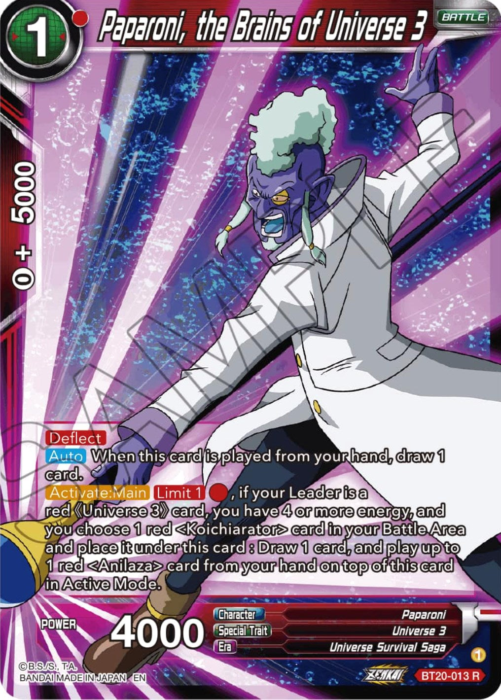 Paparoni, the Brains of Universe 3 (BT20-013) [Power Absorbed] | Total Play