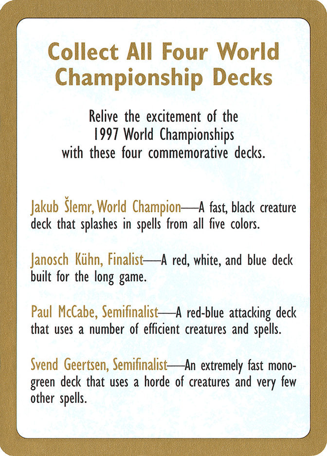 1997 World Championships Ad [World Championship Decks 1997] | Total Play