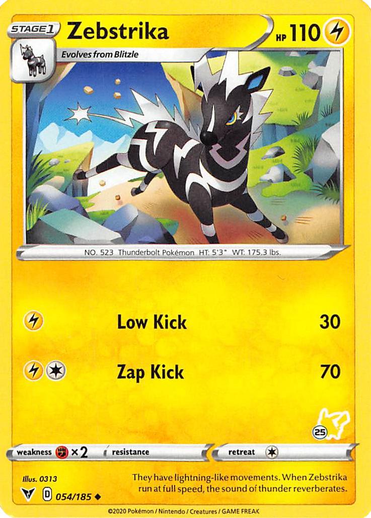 Zebstrika (054/185) (Pikachu Stamp #25) [Battle Academy 2022] | Total Play