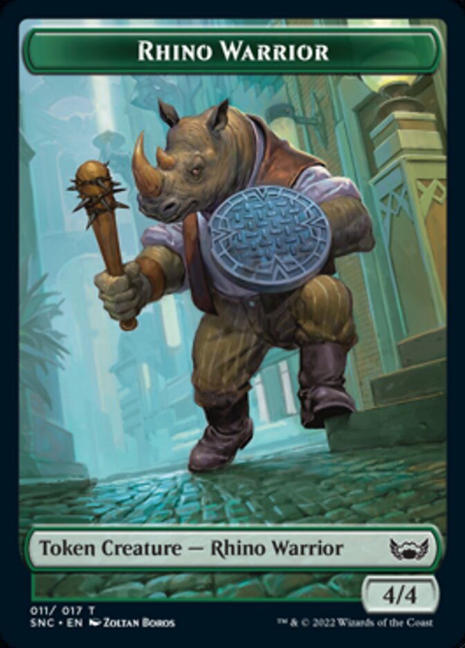 Fish // Rhino Warrior Double-Sided Token [Streets of New Capenna Tokens] | Total Play