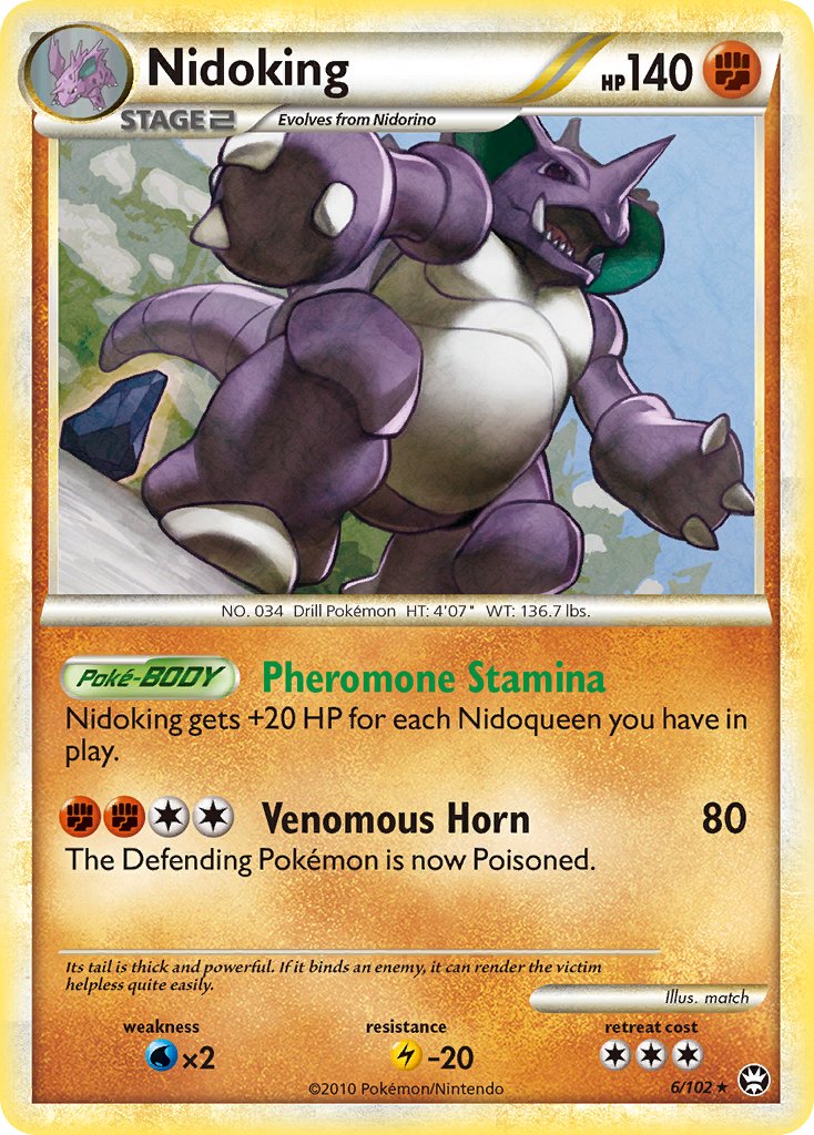 Nidoking (6/102) (Cracked Ice Holo) (Theme Deck Exclusive) [HeartGold & SoulSilver: Triumphant] | Total Play