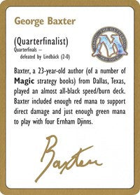 1996 George Baxter Biography Card [World Championship Decks] | Total Play
