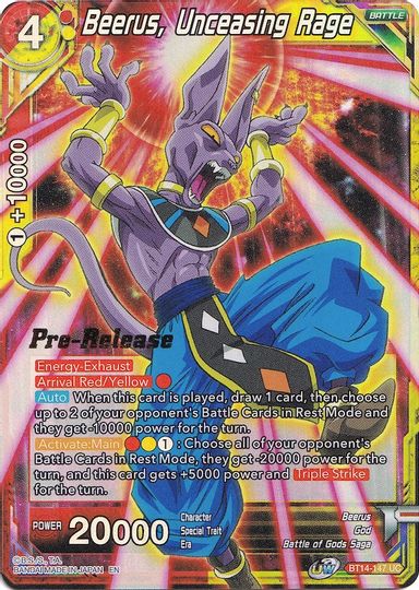 Beerus, Unceasing Rage (BT14-147) [Cross Spirits Prerelease Promos] | Total Play