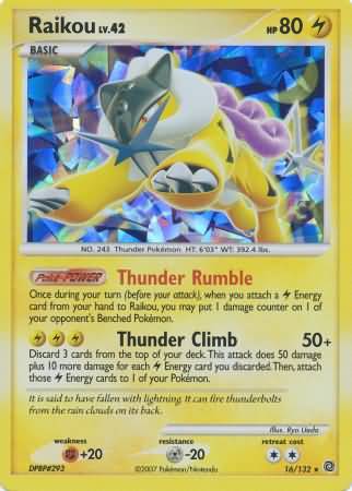 Raikou (16/132) (Cracked Ice Holo) [Diamond & Pearl: Secret Wonders] | Total Play