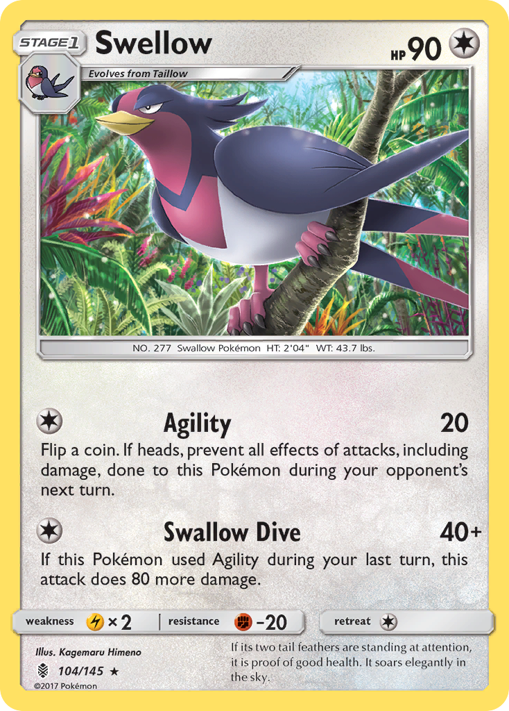 Swellow (104/145) [Sun & Moon: Guardians Rising] | Total Play