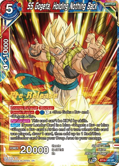 SS Gogeta, Holding Nothing Back (BT16-142) [Realm of the Gods Prerelease Promos] | Total Play