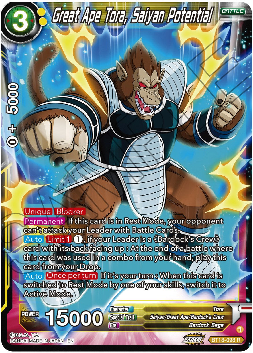 Great Ape Tora, Saiyan Potential (BT18-098) [Dawn of the Z-Legends] | Total Play