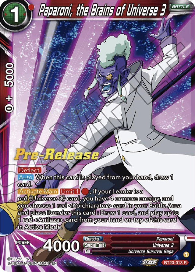Paparoni, the Brains of Universe 3 (BT20-013) [Power Absorbed Prerelease Promos] | Total Play
