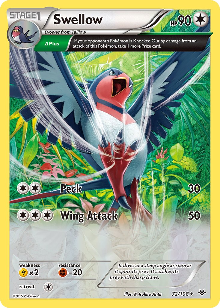 Swellow (72/108) (Theme Deck Exclusive) [XY: Roaring Skies] | Total Play