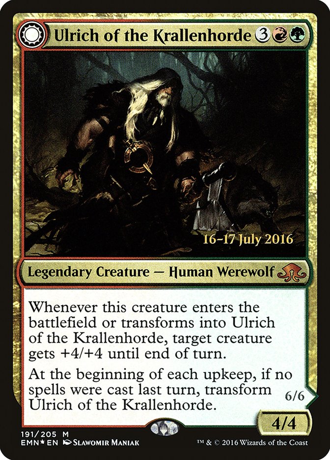 Ulrich of the Krallenhorde // Ulrich, Uncontested Alpha [Eldritch Moon Prerelease Promos] | Total Play