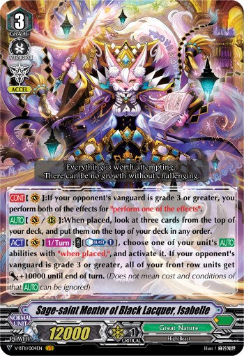 Sage-saint Mentor of Black Lacquer, Isabelle (V-BT11/004EN) [Storm of the Blue Cavalry] | Total Play