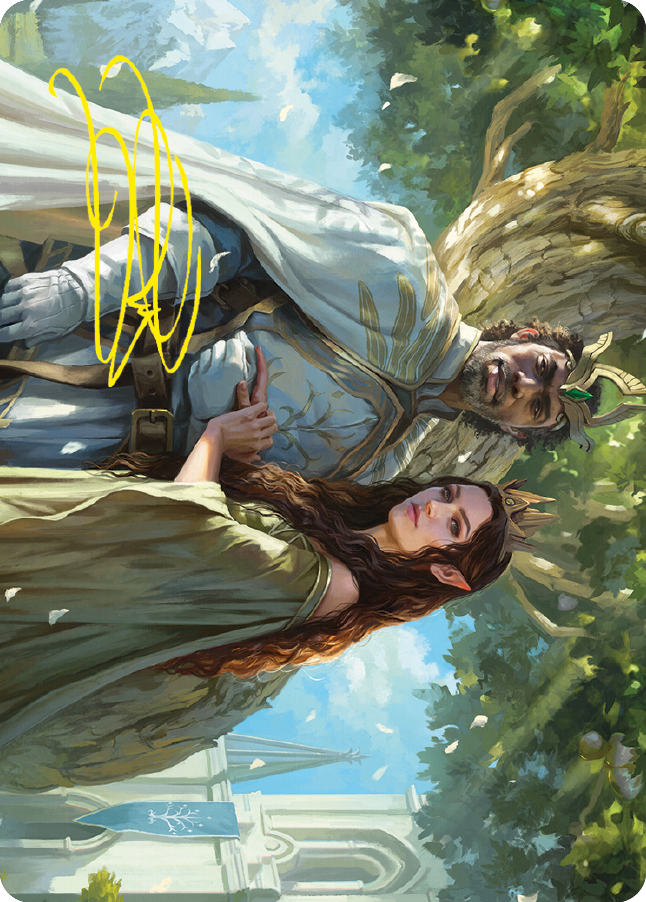 Aragorn and Arwen, Wed Art Card (Gold-Stamped Signature) [The Lord of the Rings: Tales of Middle-earth Art Series] | Total Play