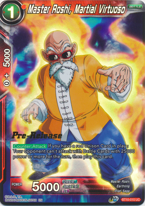 Master Roshi, Martial Virtuoso (BT10-010) [Rise of the Unison Warrior Prerelease Promos] | Total Play