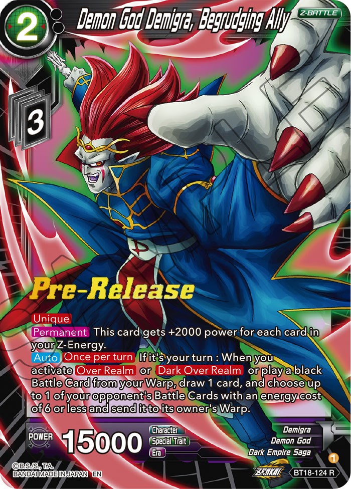 Demon God Demigra, Begrudging Ally (BT18-124) [Dawn of the Z-Legends Prerelease Promos] | Total Play