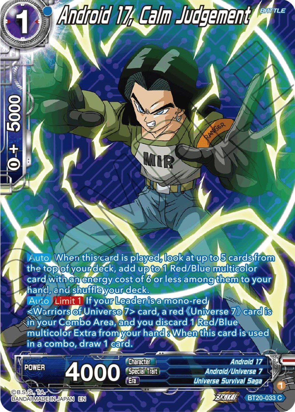 Android 17, Calm Judgement (Silver Foil) (BT20-033) [Power Absorbed] | Total Play