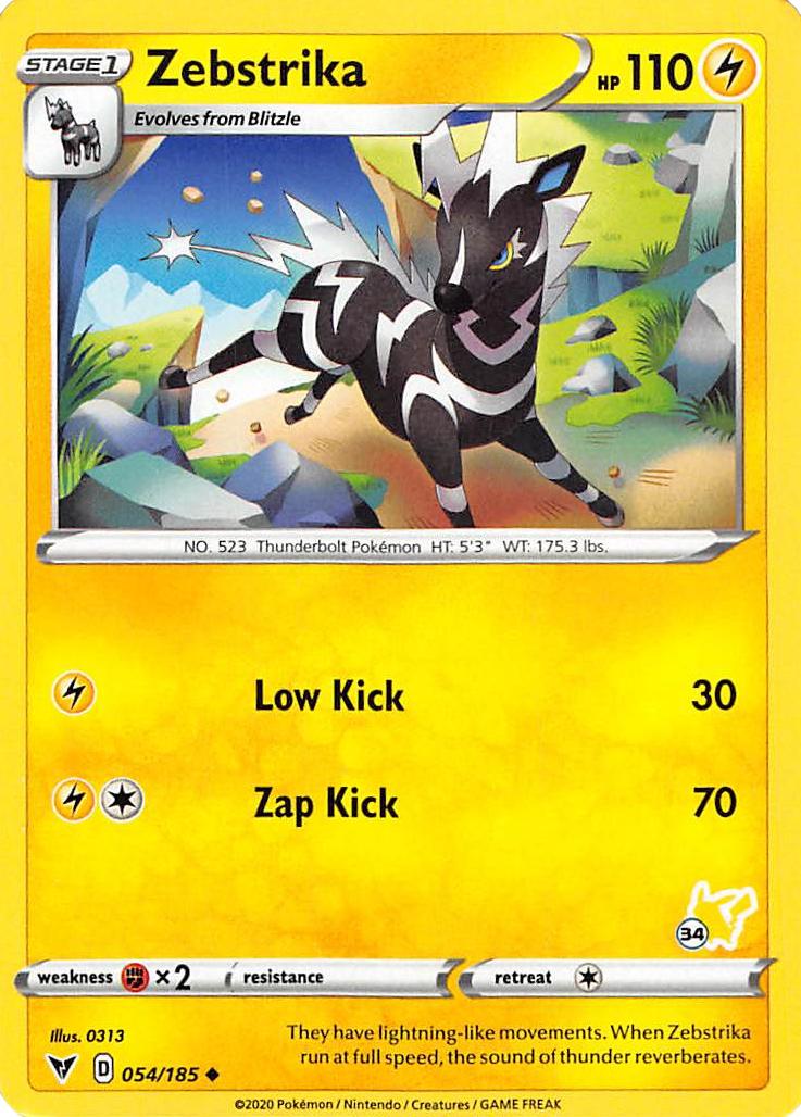 Zebstrika (054/185) (Pikachu Stamp #34) [Battle Academy 2022] | Total Play