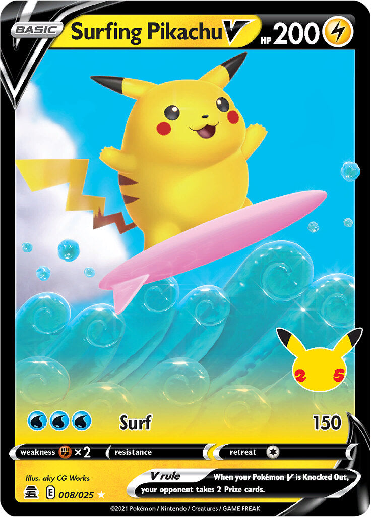 Surfing Pikachu V (008/025) [Celebrations: 25th Anniversary] | Total Play