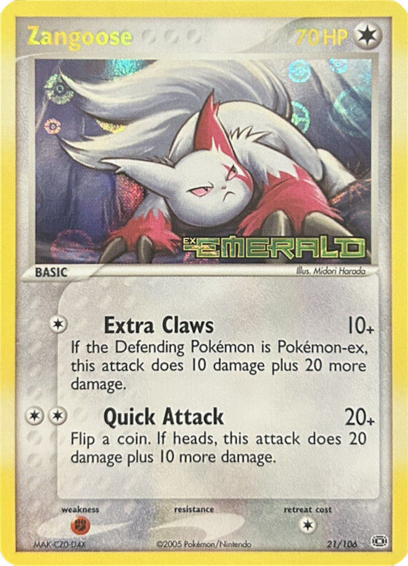 Zangoose (21/106) (Stamped) [EX: Emerald] | Total Play