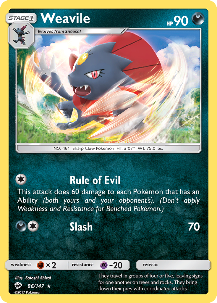 Weavile (86/147) [Sun & Moon: Burning Shadows] | Total Play