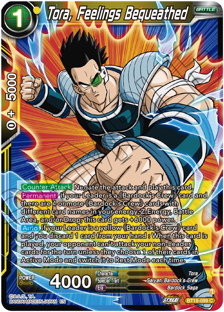 Tora, Feelings Bequeathed (BT18-099) [Dawn of the Z-Legends] | Total Play