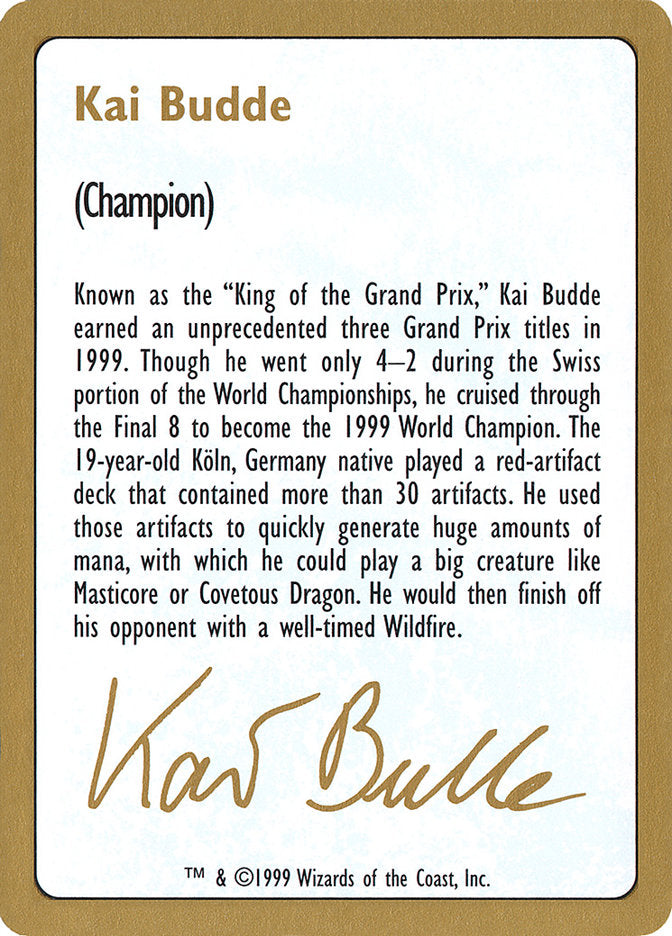 Kai Budde Bio [World Championship Decks 1999] | Total Play