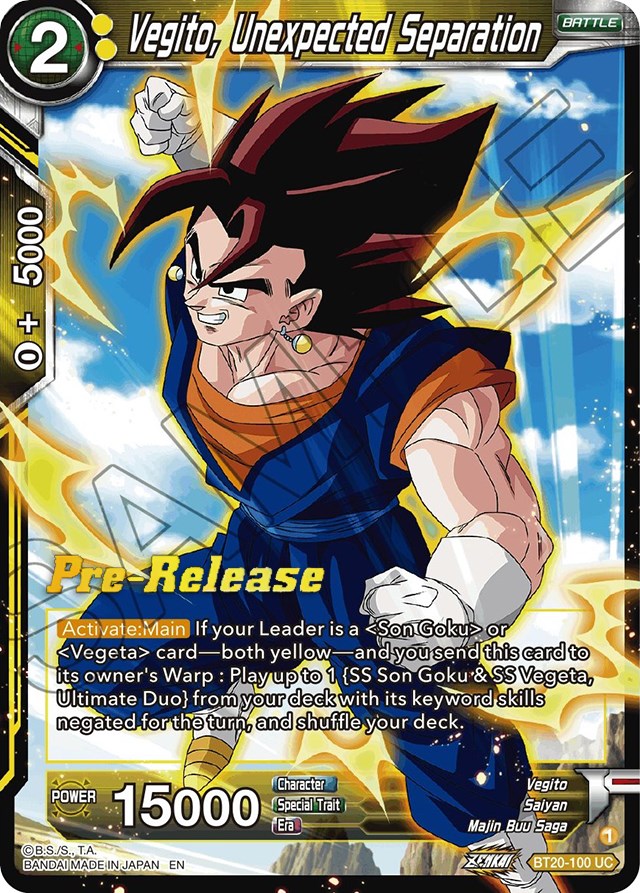 Vegito, Unexpected Separation (BT20-100) [Power Absorbed Prerelease Promos] | Total Play