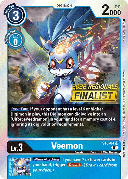 Veemon [ST8-04] (2022 Championship Online Regional) (Online Finalist) [Starter Deck: Ulforce Veedramon Promos] | Total Play