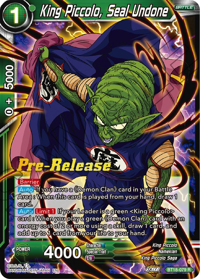 King Piccolo, Seal Undone (BT18-079) [Dawn of the Z-Legends Prerelease Promos] | Total Play
