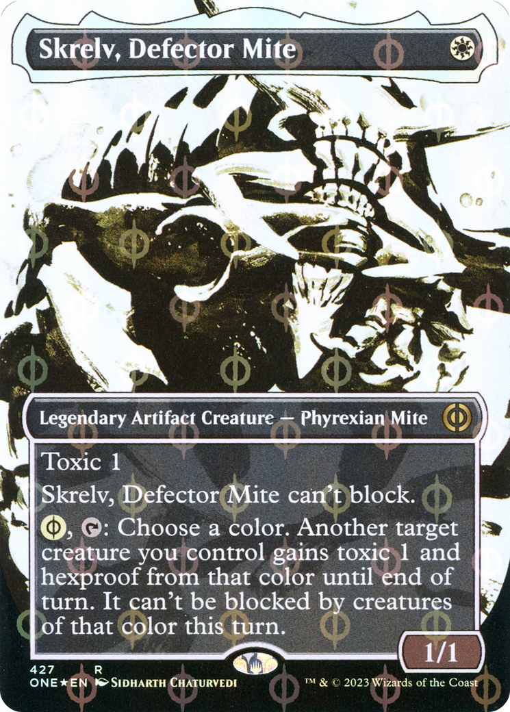 Skrelv, Defector Mite (Borderless Ichor Step-and-Compleat Foil) [Phyrexia: All Will Be One] | Total Play