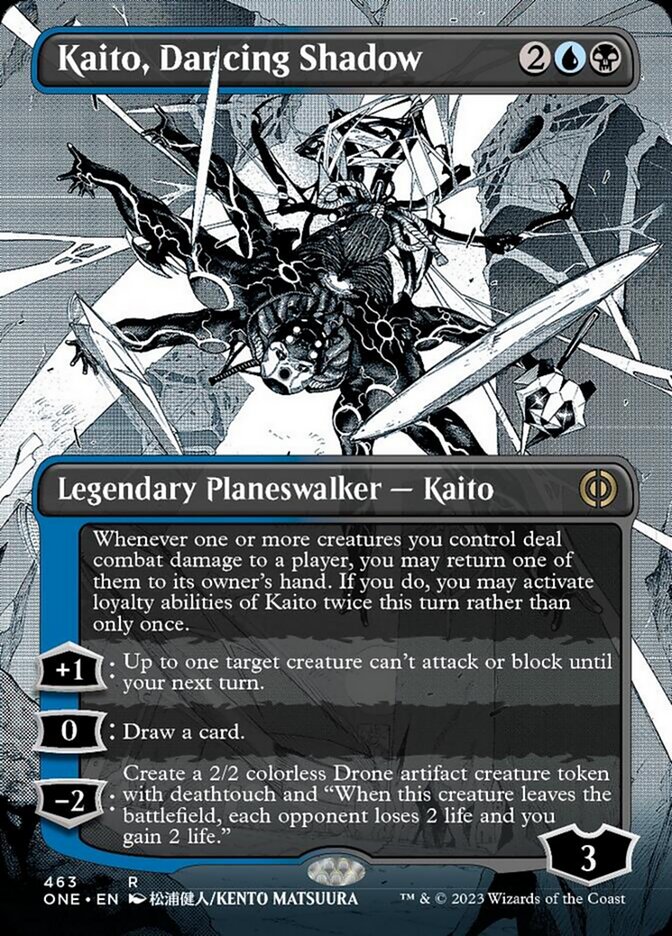Kaito, Dancing Shadow (Borderless Manga Step-and-Compleat Foil) [Phyrexia: All Will Be One] | Total Play