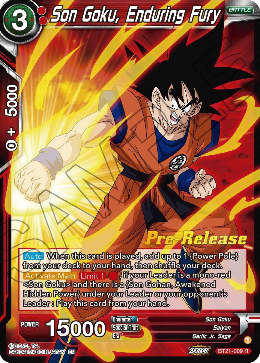 Son Goku, Enduring Fury (BT21-009) [Wild Resurgence Pre-Release Cards] | Total Play