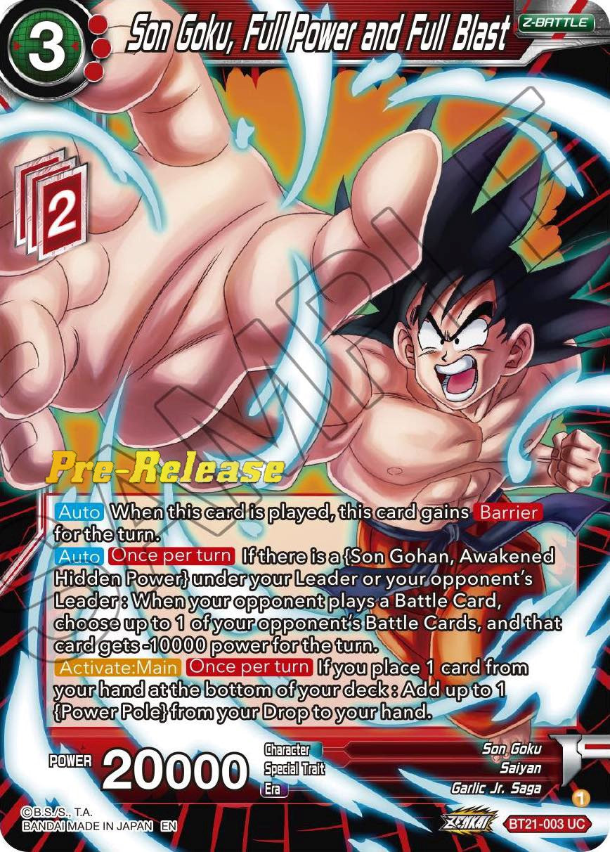 Son Goku, Full Power and Full Blast (BT21-003) [Wild Resurgence Pre-Release Cards] | Total Play