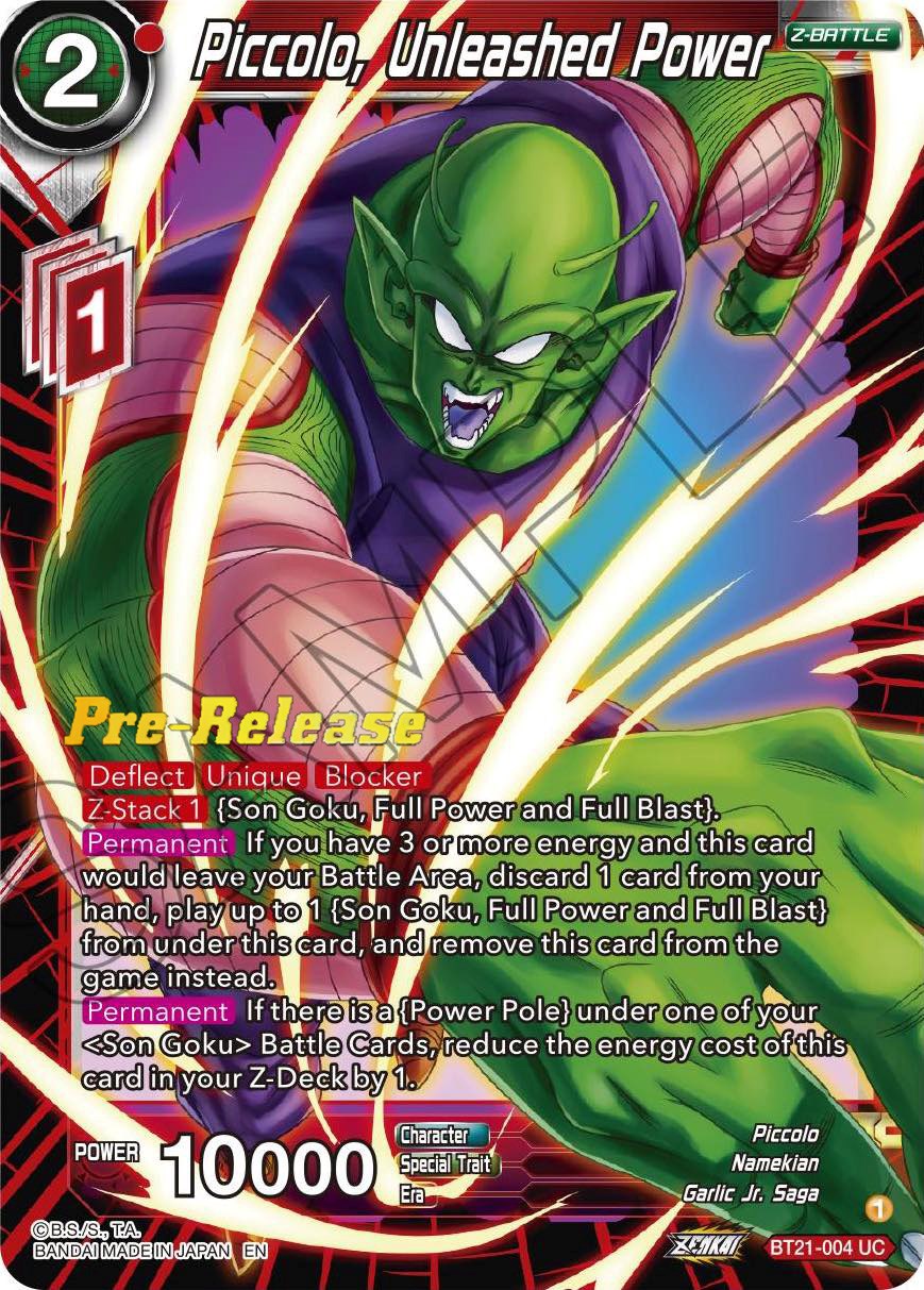 Piccolo, Unleashed Power (BT21-004) [Wild Resurgence Pre-Release Cards] | Total Play