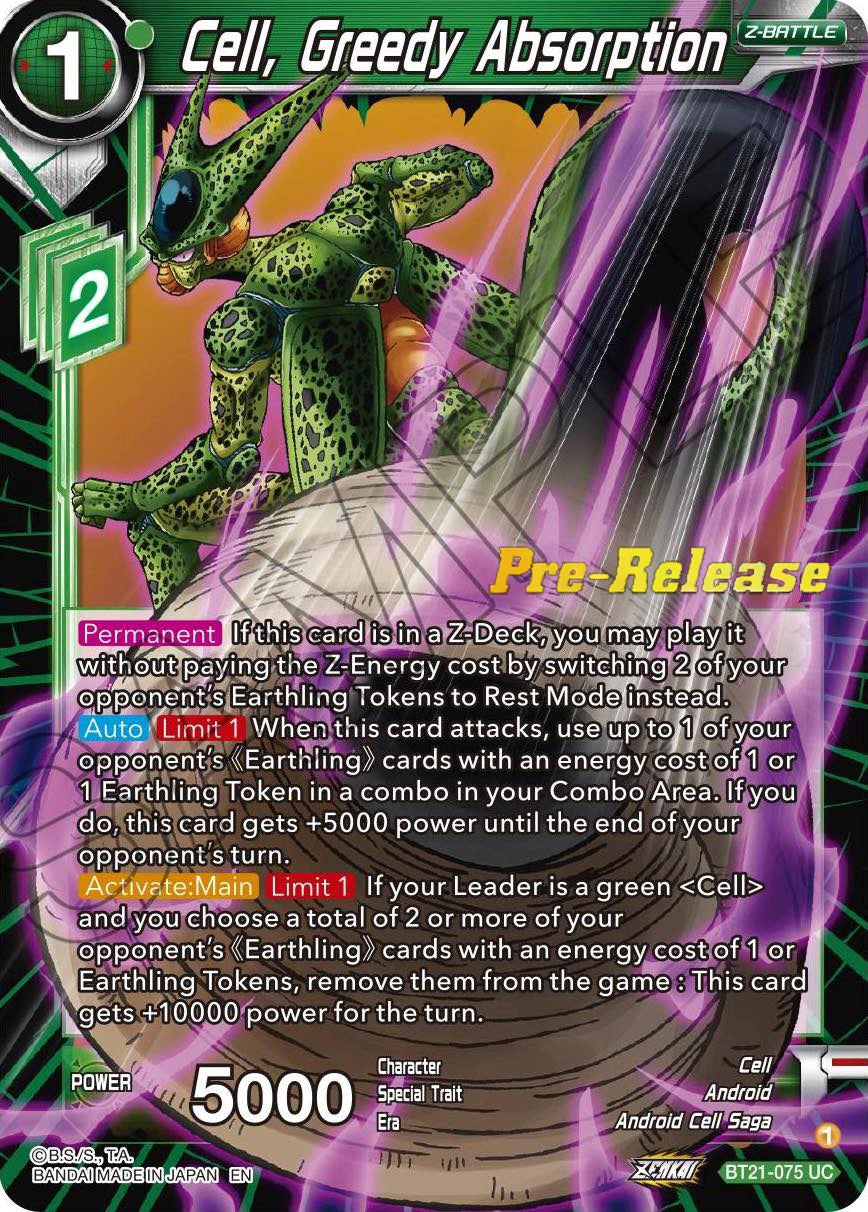 Cell, Greedy Absorption (BT21-075) [Wild Resurgence Pre-Release Cards] | Total Play