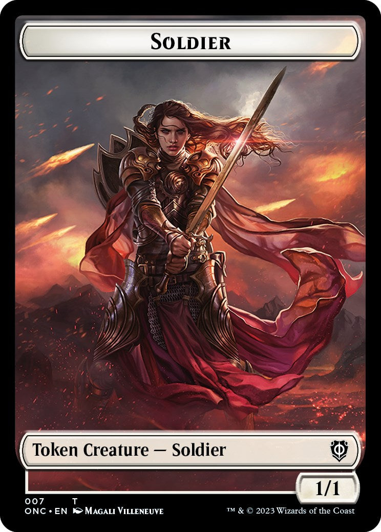 Soldier (007) // Angel Double-Sided Token [Phyrexia: All Will Be One Commander Tokens] | Total Play