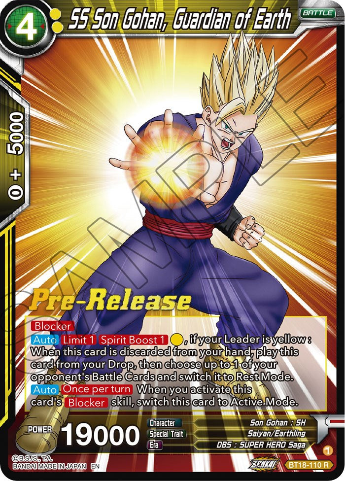 SS Son Gohan, Guardian of Earth (BT18-110) [Dawn of the Z-Legends Prerelease Promos] | Total Play