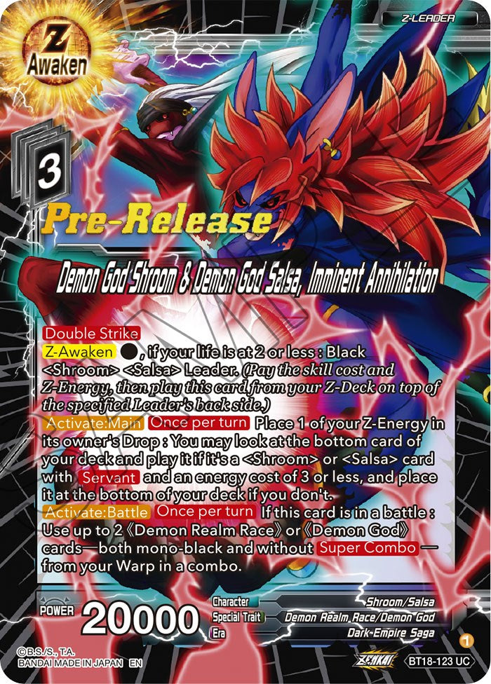 Demon God Shroom & Demon God Salsa, Imminent Annihilation (BT18-123) [Dawn of the Z-Legends Prerelease Promos] | Total Play