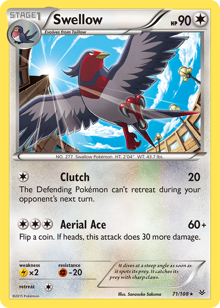 Swellow (71/108) [XY: Roaring Skies] | Total Play