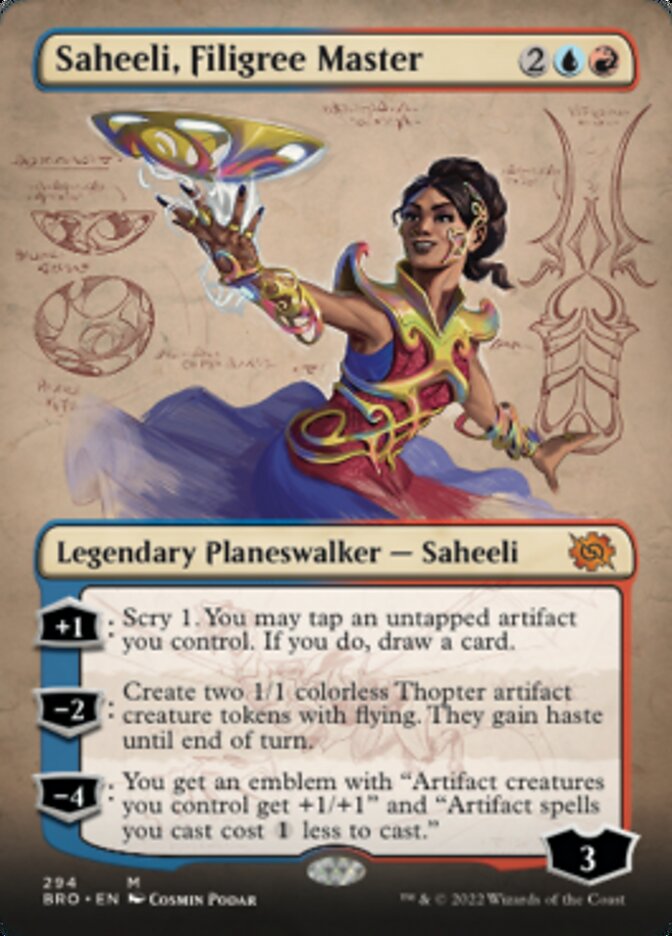 Saheeli, Filigree Master (Borderless Alternate Art) [The Brothers' War] | Total Play