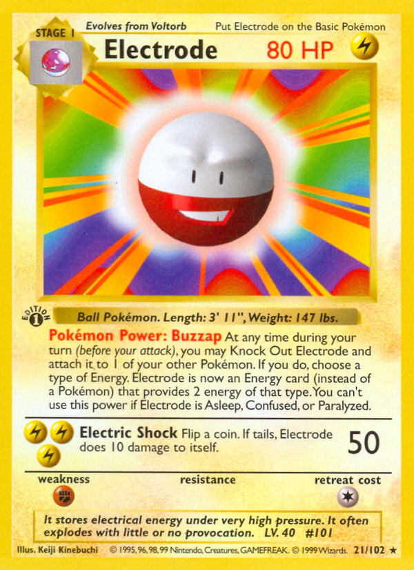 Electrode (21/102) (Shadowless) [Base Set 1st Edition] | Total Play