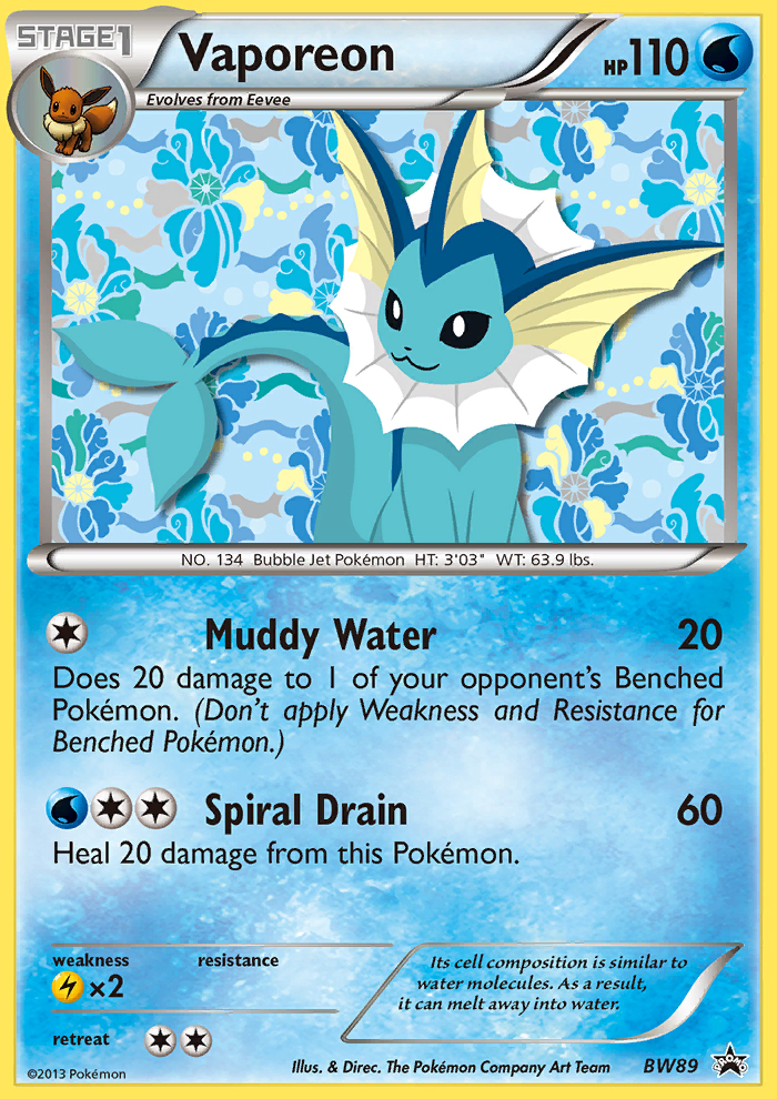 Vaporeon (BW89) [Black & White: Black Star Promos] | Total Play