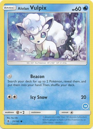 Alolan Vulpix (21/145) (Deck Exclusive #14) [Sun & Moon: Trainer Kit - Alolan Ninetales] | Total Play