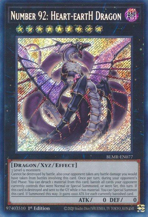 Number 92: Heart-eartH Dragon [BLMR-EN077] Secret Rare | Total Play