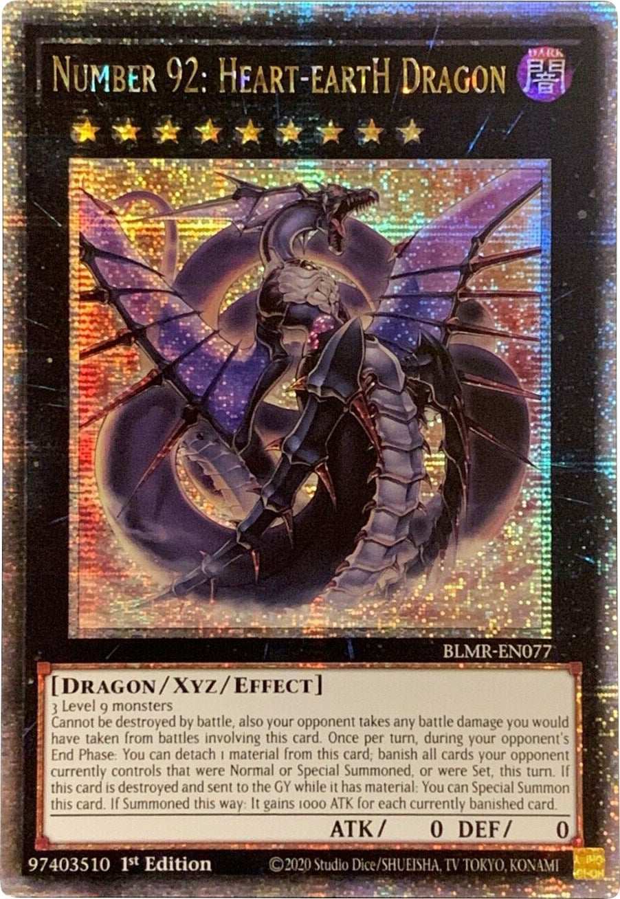 Number 92: Heart-eartH Dragon [BLMR-EN077] Quarter Century Secret Rare | Total Play