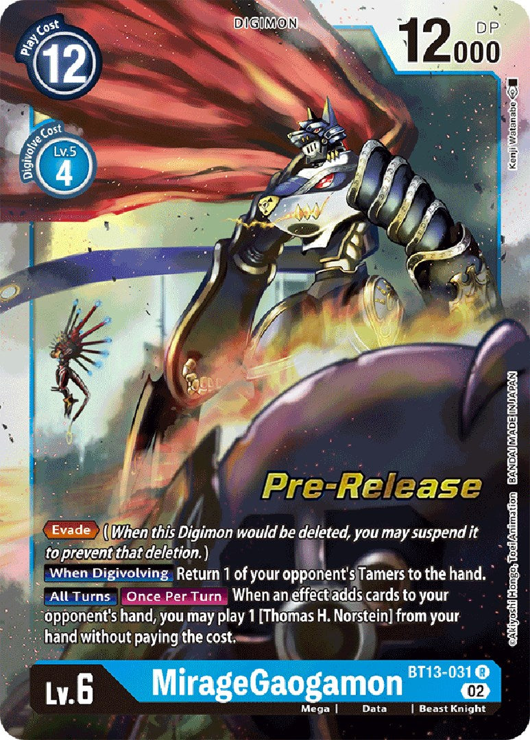 MirageGaogamon [BT13-031] [Versus Royal Knight Booster Pre-Release Cards] | Total Play
