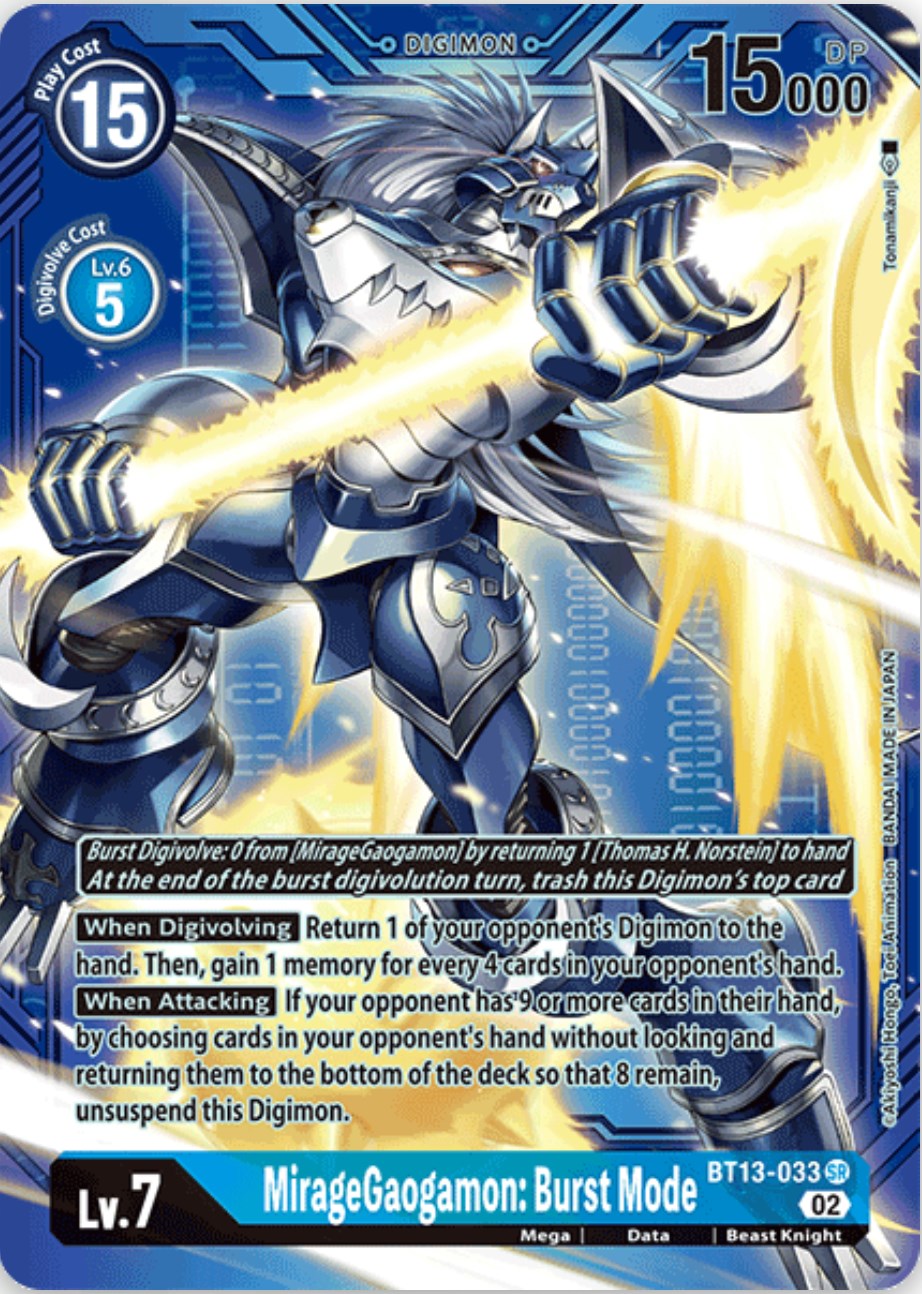MirageGaogamon: Burst Mode [BT13-033] (Alternate Art with Blue Background) [Versus Royal Knights Booster] | Total Play