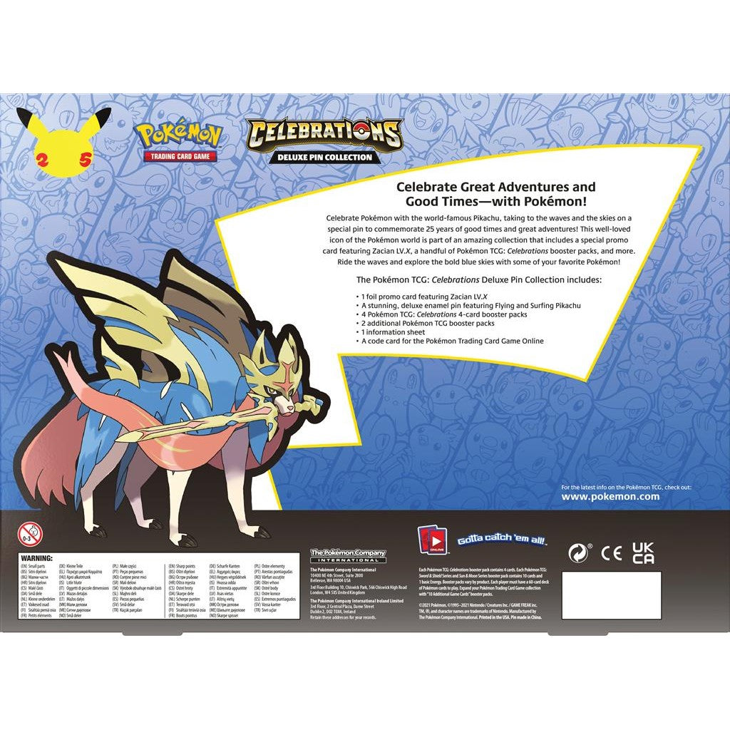 Celebrations: 25th Anniversary - Deluxe Pin Collection (Zacian LV. X) | Total Play