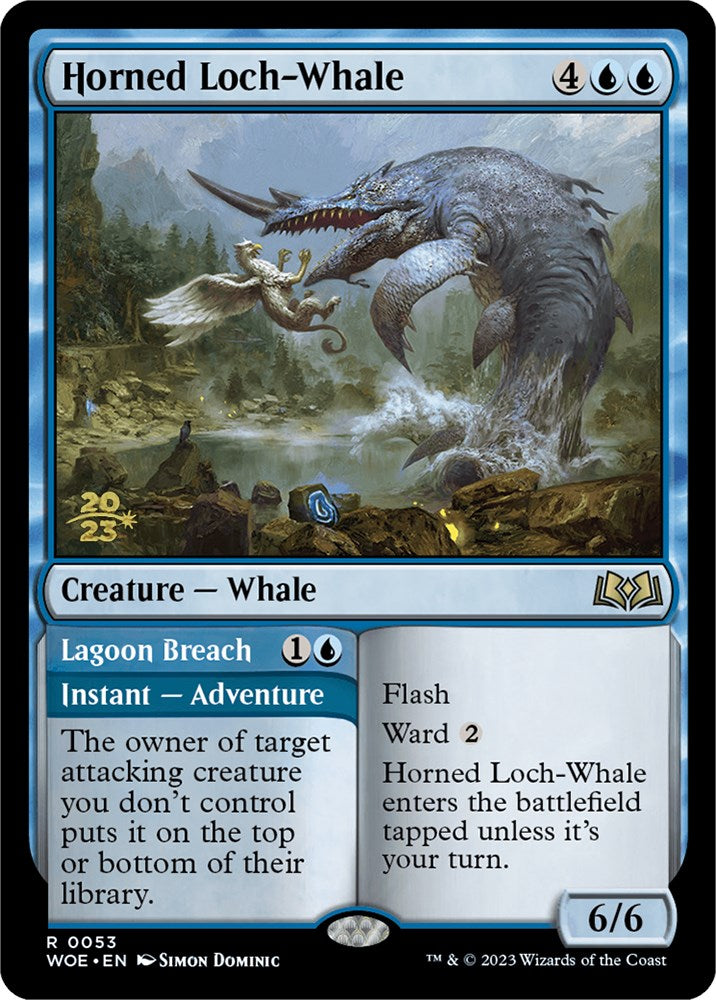 Horned Loch-Whale // Lagoon Breach (Promo Pack) [Wilds of Eldraine Promos] | Total Play