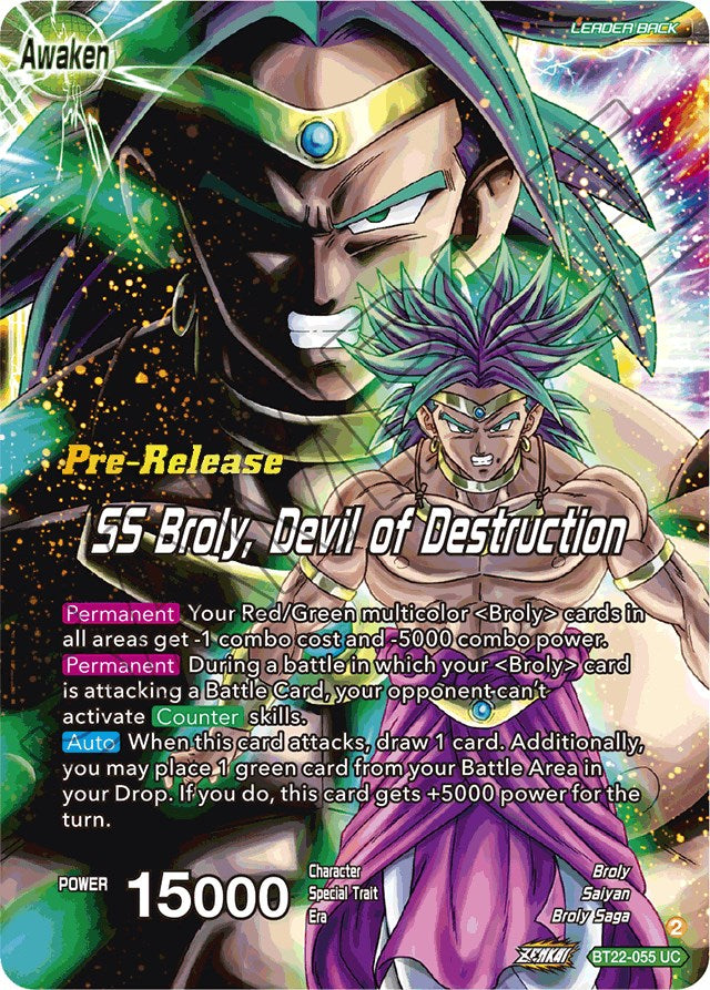 Broly & Paragus // SS Broly, Devil of Destruction (BT22-055) [Critical Blow Prerelease Promos] | Total Play