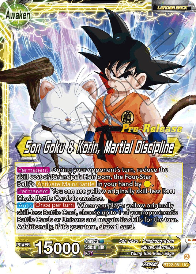 Son Goku // Son Goku & Korin, Martial Discipline (BT22-081) [Critical Blow Prerelease Promos] | Total Play